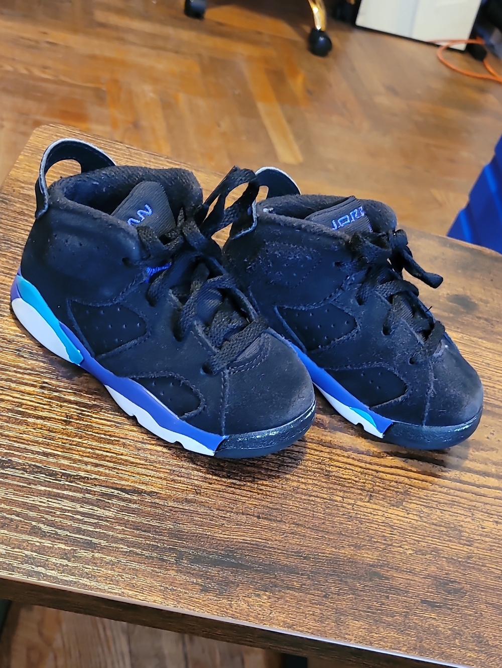 Toddlers Black/ Aqua/ Purple Jordan 6